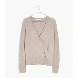 Women's Madewell Wrap Front Pullover Sweater Heatherd Boysenberry Size Medium